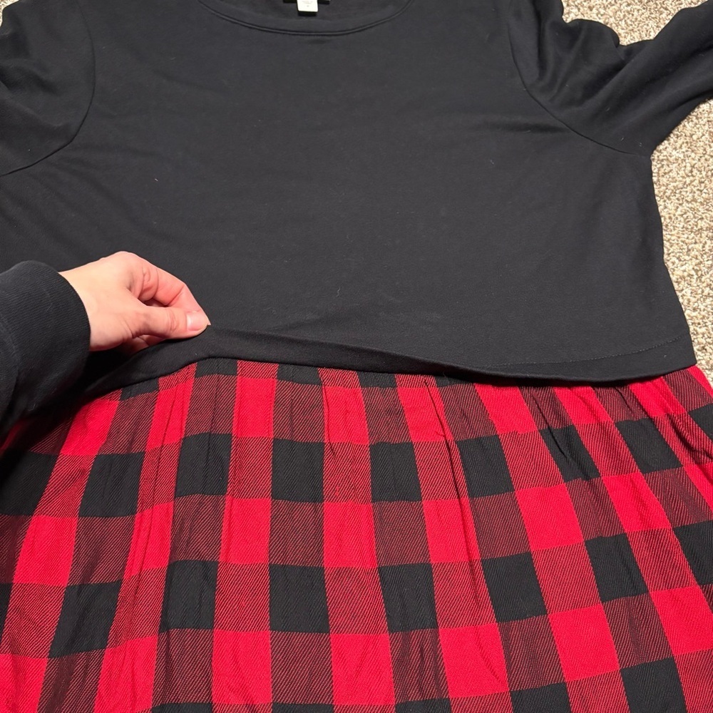 J. Jill Women’s Medium Black with Red plaid Dress - Picture 6 of 12